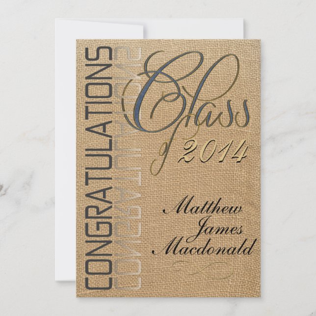 Burlap Mirror Formal Graduation Invitation (Front)