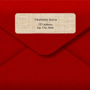 Burlap monogram return address  label