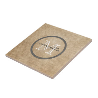 Burlap Monogram Tile