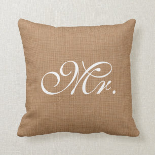 Burlap Mr. Throw Cushion