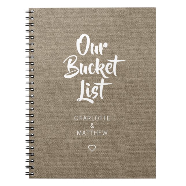 Burlap Our Bucket List Couple Keepsake Journal (Front)