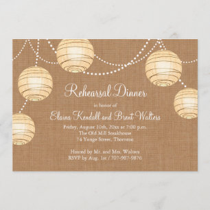 Burlap Party Lanterns Rehearsal Dinner Invitation