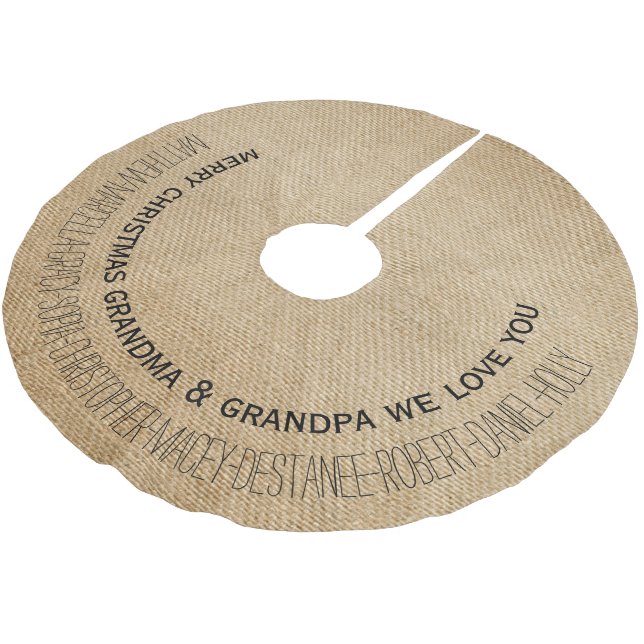 Burlap Personalised grandkids names Grandparents Brushed Polyester Tree Skirt (Angled)