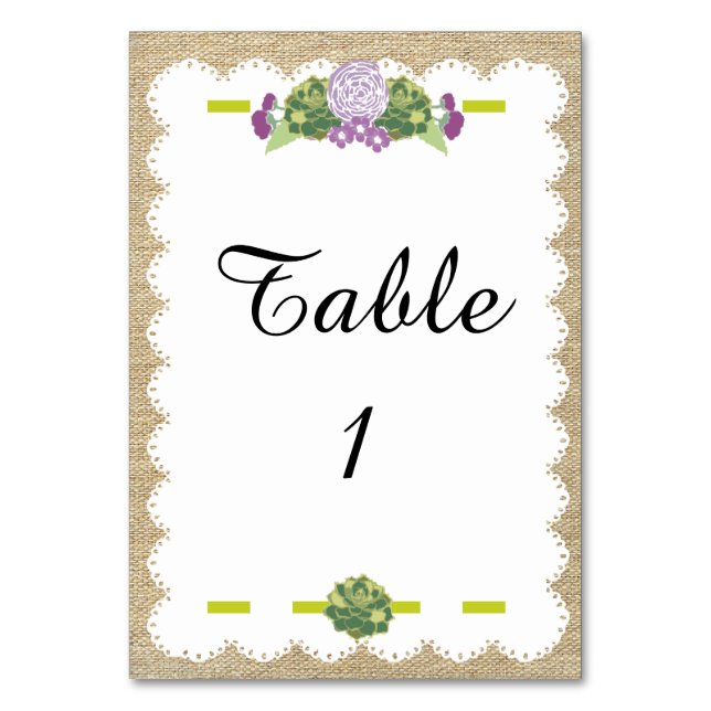 Burlap Placecard Table Number (Front)