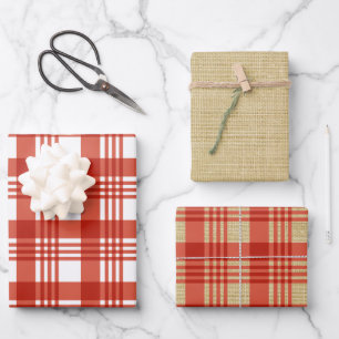 Burlap Red Plaid Wrapping Paper Sheet