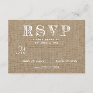 Burlap RSVP Rustic Typography Wedding Reply Card