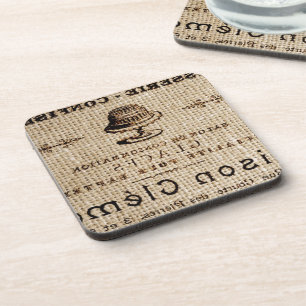 burlap scripts shabby chic french country cake coaster
