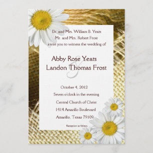 Burlap Shasta Daisy Rustic Wedding Invitation