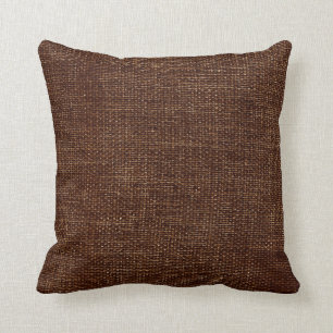 Burlap Simple Chocolate Brown Cushion