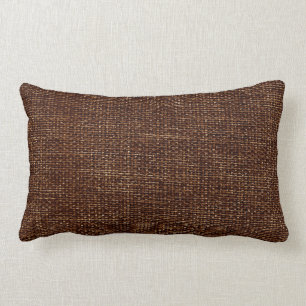Burlap Simple Chocolate Brown Lumbar Cushion