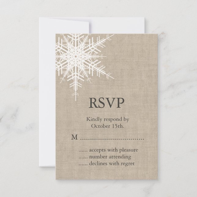 Burlap Snowflake RSVP Card (Front)