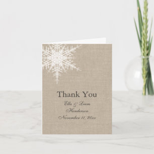 Burlap Snowflake Thank You Card