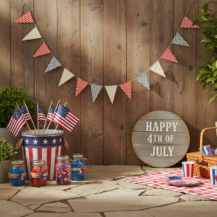 Burlap stars and stripes patriotic bunting
