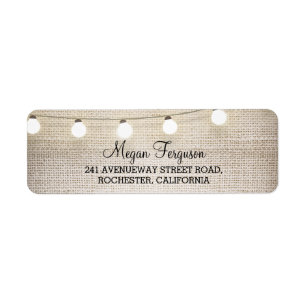 Burlap String Lights Rustic Return Address Label