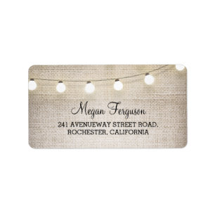 Burlap String Lights Wedding Label