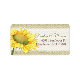 Burlap Sunflower Country Wedding Address Label