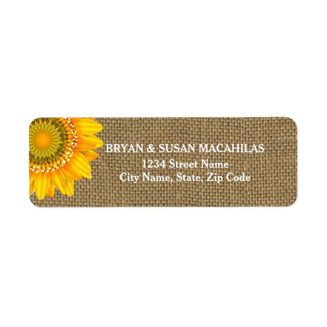 Burlap Sunflower Return Address Label (Front)