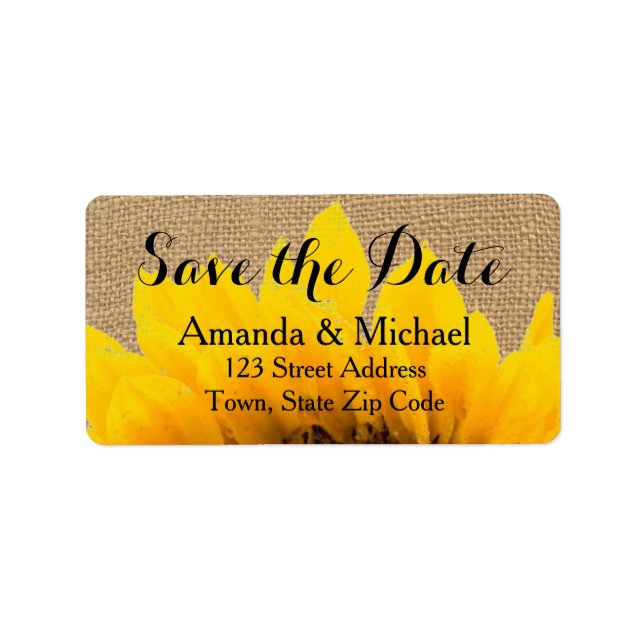 Burlap Sunflower | Save the Date Address Label (Front)