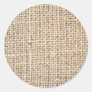 Burlap texture classic round sticker
