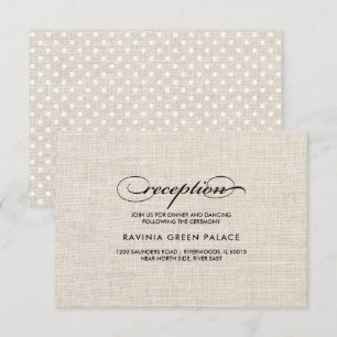 Burlap Texture Polka Dot Pattern Reception Card