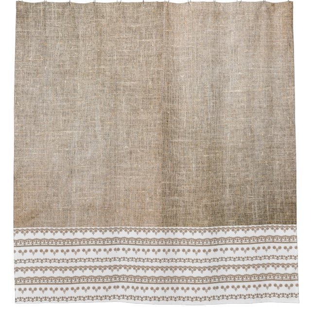 Burlap & Trim Shower Curtain (Front)
