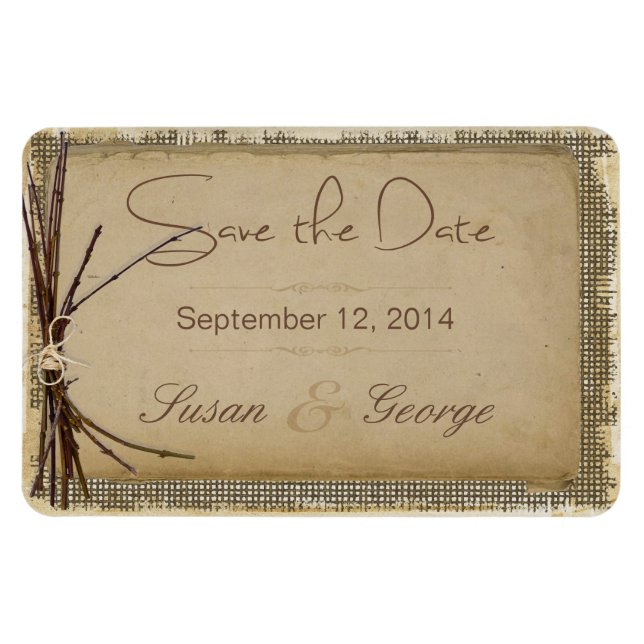 Burlap, Twigs and Twine Save the Date Magnet (Horizontal)