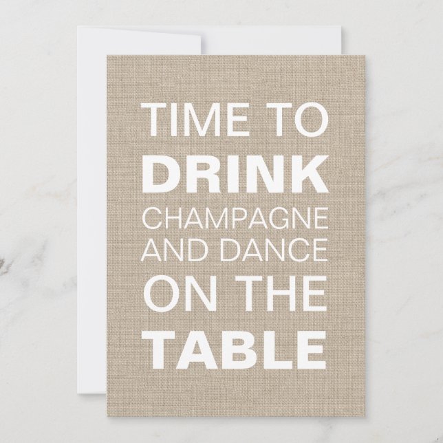 Burlap Typography Rehearsal Dinner Invitation (Front)