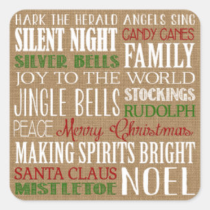 Burlap Typography Rustic Modern Holiday Sticker