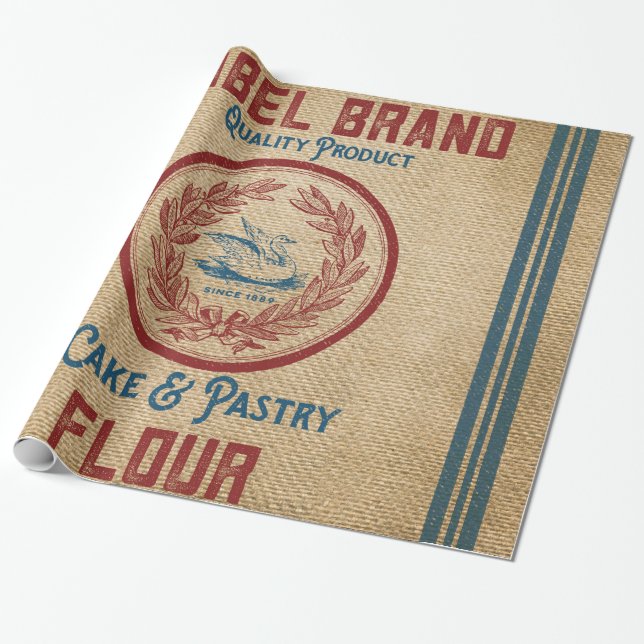 Burlap Vintage Cake Pastry Flour Sack Wrapping Paper (Unrolled)