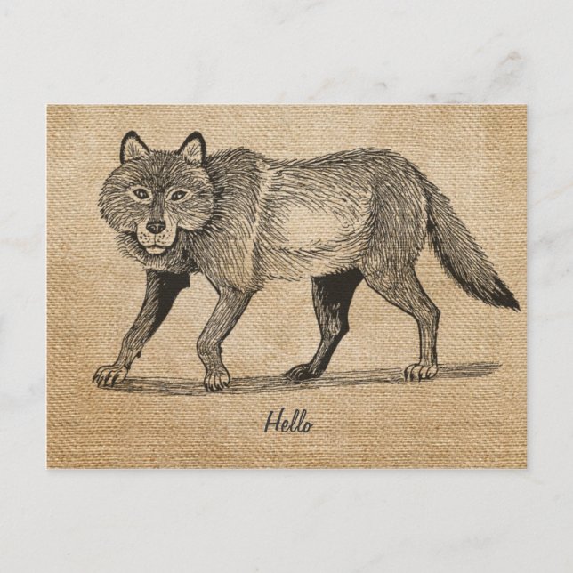 Burlap Vintage Wolf Postcard (Front)