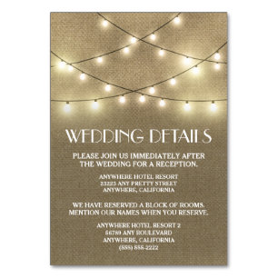 Burlap Wedding Reception Accommodation Cards