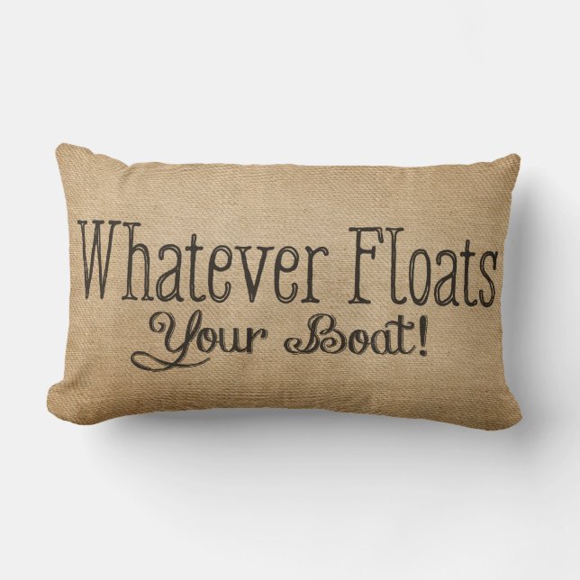 Burlap Whatever Floats Your Boat Lumbar Cushion (Front)