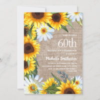 Burlap White Daisies Yellow Sunflower Birthday
