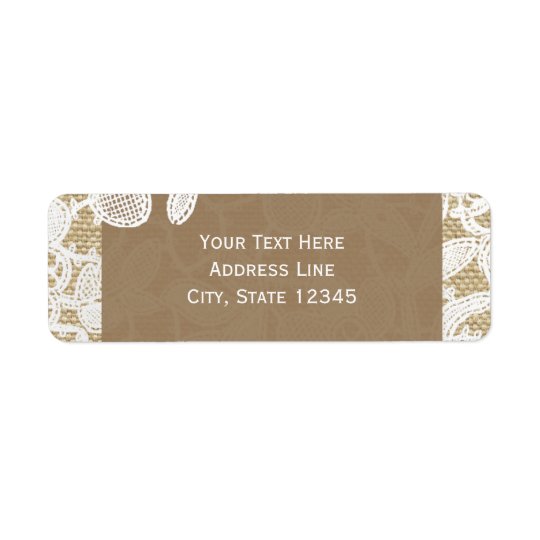 Burlap & White Floral Lace Elegant Rustic Wedding Return Address Label
