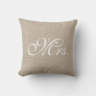 Burlap & White Mrs. Pillow