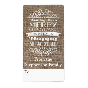 Burlap Wishing You Merry Christmas Gift Tag
