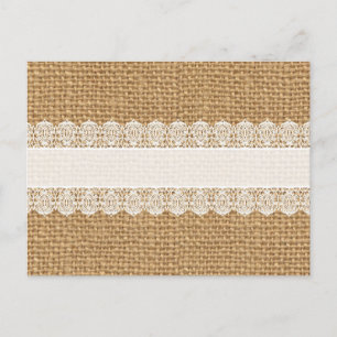 Burlap with Delicate Lace - Shabby Chic Style Postcard