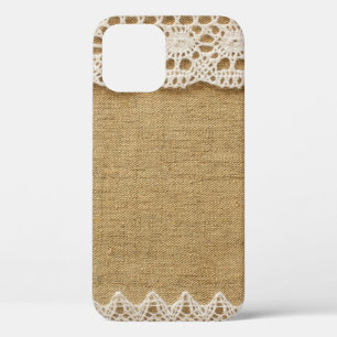 Burlap with lace iPhone 12 case