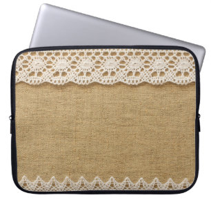 Burlap with lace laptop sleeve