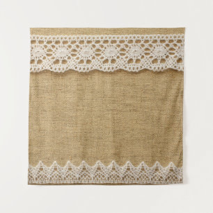 Burlap with lace tapestry