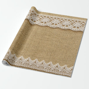Burlap with lace wrapping paper