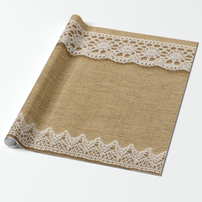 Burlap with lace wrapping paper (Unrolled)