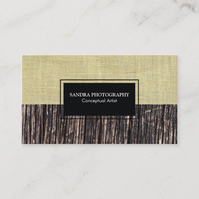 Burlap & Wood Texture Business Card (Front)