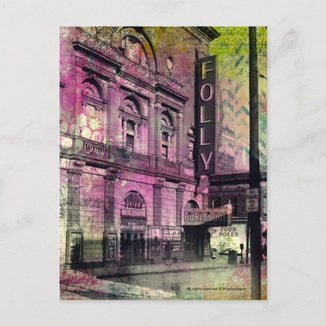 Burlesque Theather Grunge Postcard (Front)