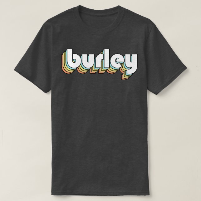 Burley Retro Rainbow Typography Faded Style T-Shirt (Design Front)