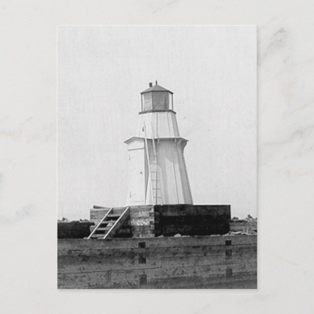 Burlington Breakwater North Lighthouse Postcard (Front)