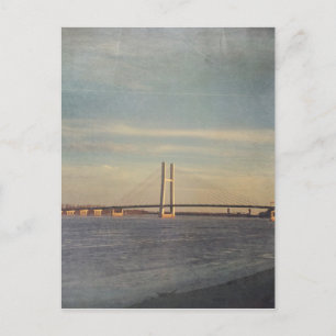 Burlington, Iowa Bridge and Mississippi River Postcard