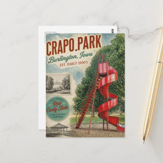 Burlington, Iowa Crapo Park Retro Red Slide Postcard
