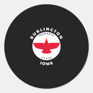 Burlington Iowa Ia Flag Soaring Eagle Souvenir Vac Classic Round Sticker