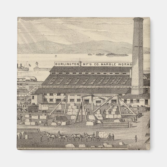 Burlington Manufacturing Co's Marble Works Magnet (Front)